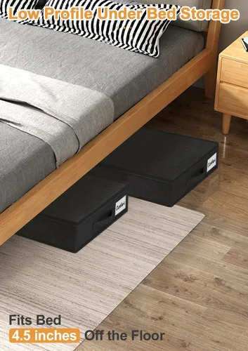Vista 2 de punemi Contenedores de Almacenamiento Debajo de la Cama, Organizador de Almacenamiento de Ropa Debajo de la Cama de Bajo Perfil de 4.5 Pulgadas