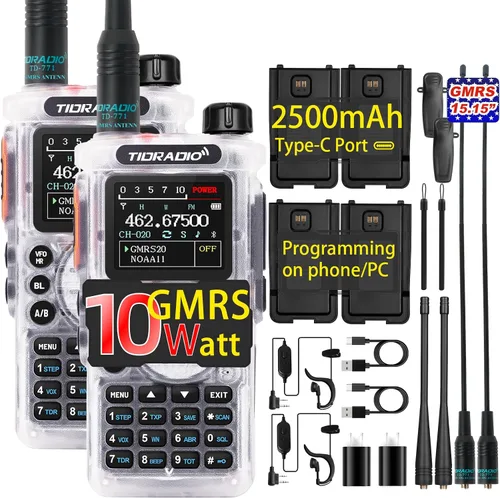 Vista 16 de Radios portátiles TIDRADIO TD-H8 GMRS de 10 vatios (4ª generación), programación de APP/PC, 4 baterías de 2500 mAh, capacidad para repetidor Negro