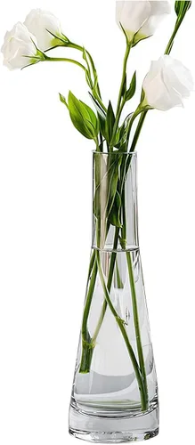 Vista 11 de Jarrón de cristal soplado hecho a mano, florero de flores transparentes, jarrones de un solo tallo, jarrón de vidrio decorativo, botellas, centro