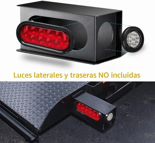 Vista 4 de Partsam Remolque de camión utilitario de acero negro resistente 6 "caja ovalada de guardia de luz trasera 2" luz lateral