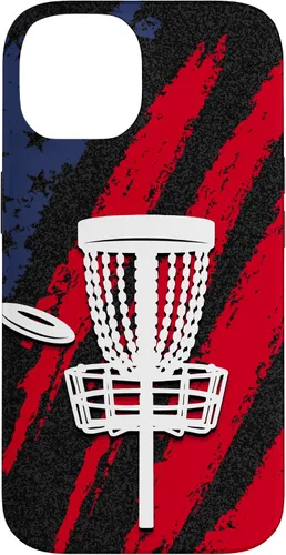 Vista 4 de iPhone 16 Disc golf american flag USA disc golfer dad Case