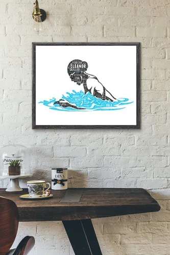 Vista 2 de Póster de natación de niña con trazo de pecho, póster de natación para niñas, regalos de arte de pared personalizados para nadadores, regalos