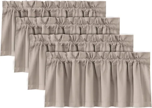Vista 40 de H.VERSAILTEX Cenefas de cortina 100% opacas para ventanas, 2 paneles con aislamiento térmico, bolsillo para barra, pequeña cenefa corta para cocina