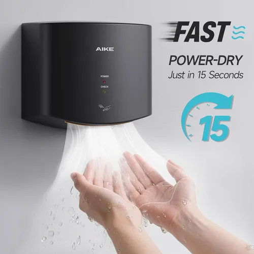Vista 2 de AIKE Limpiador de aire compacto secador de manos 110V 1400W Negro (con enchufe de 2 pines) Modelo AK2630S