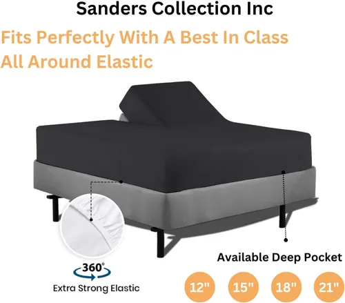 Vista 2 de Sanders Collection Inc SCI - Juego de sábanas flexibles divididas superiores para cama ajustable de 30 pulgadas, cabeza dividida, tamaño Queen, 800