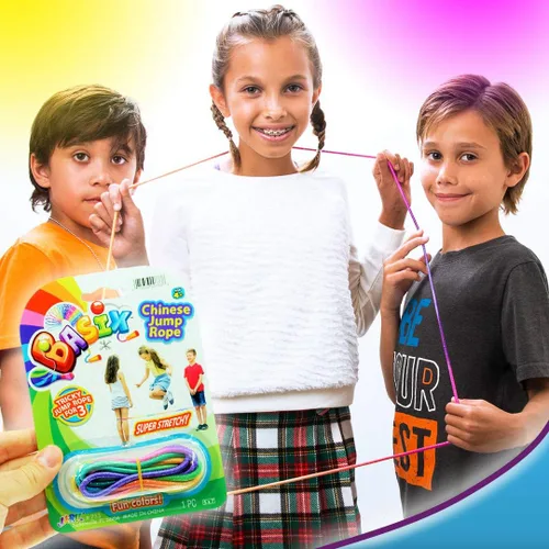 Vista 2 de Cuerda China Juego de Cuerda Elástica para Saltar para Niños y Adultos I de JA-RU Cuerda Elástica Colorida para Saltar para Niñas y Niños. Detalle
