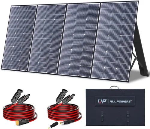 Vista 14 de ALLPOWERS Cargador de panel solar plegable de 21 W y 5 V, kit de carga solar SP002 con 3 salidas USB y 2 entradas USB, panel solar portátil