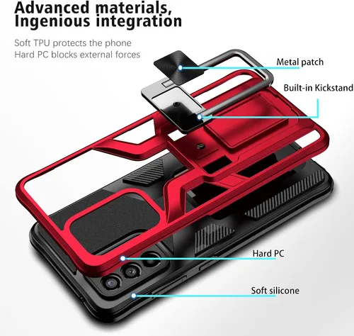 Vista 2 de Funda de teléfono magnética sólida y duradera compatible con Samsung Galaxy A52 (5G) de grado militar, a prueba de golpes, doble protección