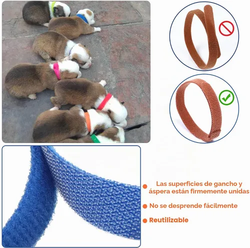 Vista 4 de 30 collares de parto para cachorros, collares para mascotas recién nacidas, bandas de identificación ajustables suaves de doble cara, collares