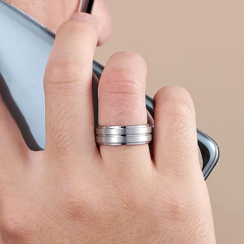 Vista 7 de Newshe Jewellery Juego de anillos de boda para él y ella, AAAAA, circonita cúbica para mujeres y hombres, anillos de tungsteno de plata de ley 925