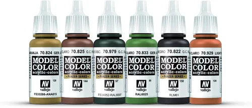 Vista 2 de Vallejo - Set de Pintura para Modelismo WWII Waffen SS Alemán Tonos Militares Históricos Colores Acrílicos Compatibles con Pinceles y Aerografos