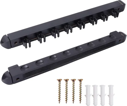 Vista 10 de GSE 2-Piece Wooden Wall Mounted Billiard Pool Cue Rack Holds 6/8/12 Cues Several Colors Available, Pool Stick Holder Only, Space-Saving, Billiard