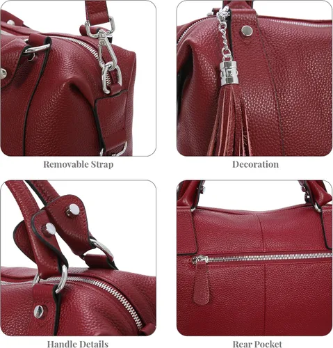 Vista 48 de Heshe - Bolsa de hombro de piel para mujer, con asa superior, bolsa cruzada