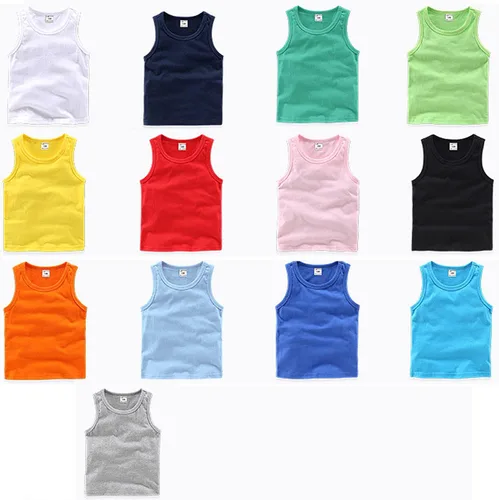Vista 2 de EISHOW Camisetas sin mangas unisex para niños y niñas, camisetas sin mangas de algodón, camisetas básicas de verano