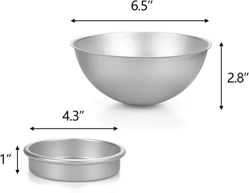 Vista 4 de Hedume Juego de 8 moldes esféricos para tartas, 6.5 pulgadas para hacer bolitas deportivas 3D para crear cualquier pastel en forma de bola, incluye