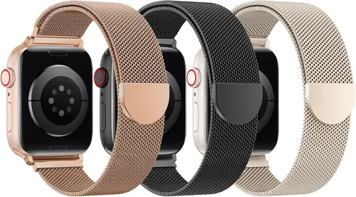 Vista 16 de BELONGME Paquete de 3 correas de malla en bucle compatibles con Apple Watch para mujeres y hombres 40mm 41mm 38mm 42mm 44mm 45mm 49mm 46mm Series 11