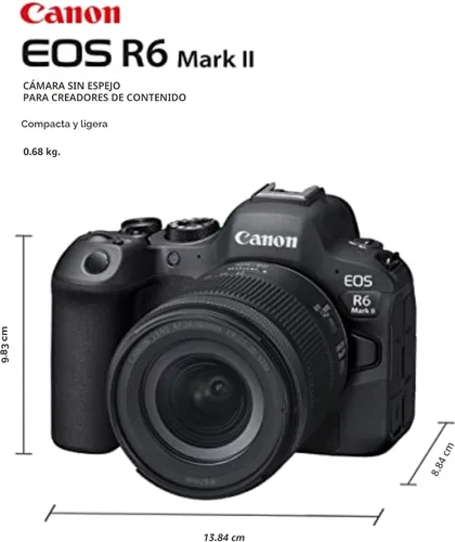 Vista 2 de Canon EOS R6 Mark II Cámara sin espejo con lente RF24-105mm F4-7.1 is STM, cámara híbrida de fotograma completo, sensor CMOS de 24.2 megapíxeles