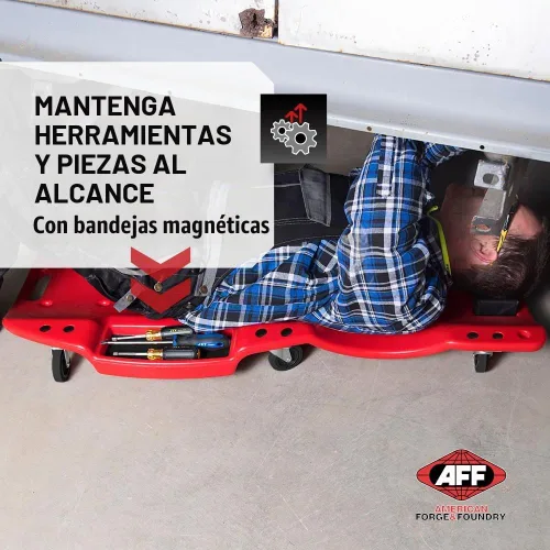 Vista 5 de AFF XL Mechanic's Creeper - Creeper Ergonómico de 47" de Longitud con Reposacabezas Acolchado y Bandejas Magnéticas para Herramientas - Super