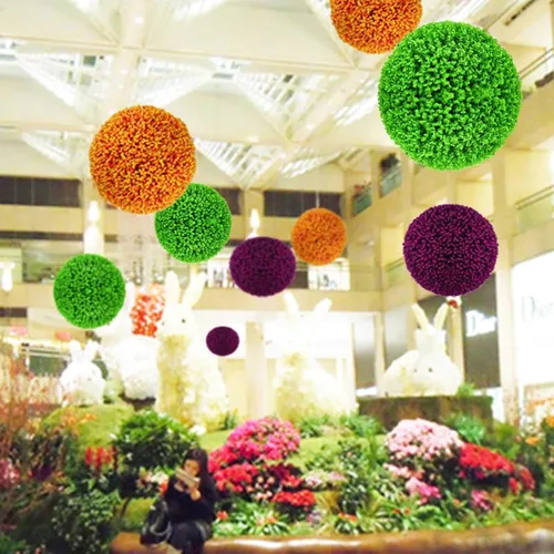 Vista 4 de LXUXZ - Planta artificial, bola de topiario, decoración de follaje de boj sintético, decoración de primavera y verano (morado, 15.7 pulgadas)