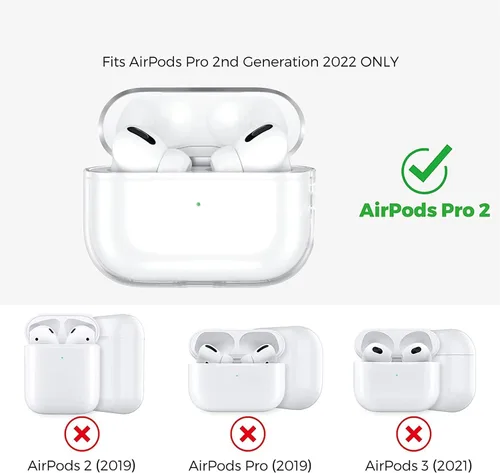 Vista 2 de USTIYA Funda para AirPods Pro de 2ª generación 2022 Funda protectora transparente con correa de llavero con protección de carga inalámbrica Claro