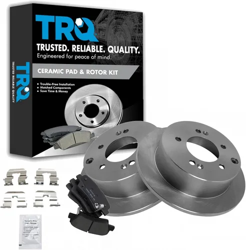 Vista 115 de TRQ Juego de pastillas de freno y rotor de cerámica trasera compatible con Honda Accord V6 1998-02 3.0L con frenos de disco traseros 02-06 Acura RSX