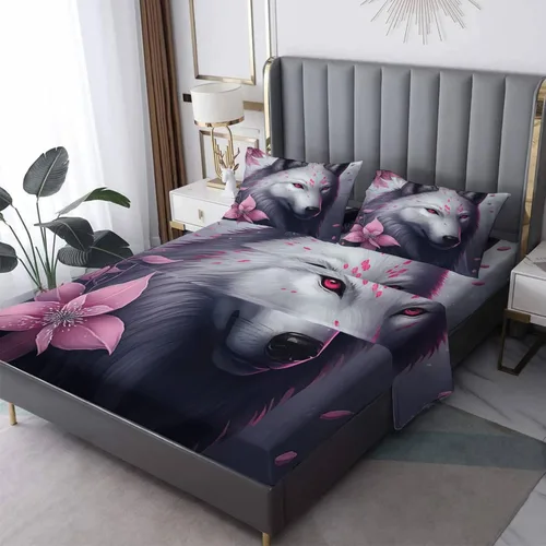 Vista 22 de Juego de sábanas de tamaño individual, sábanas de oso – Sábanas y fundas de almohada de microfibra de 3 piezas, juego de sábanas con patrones de Aa