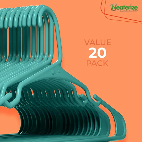 Vista 7 de NEATERIZE - Ganchos de ropa de plástico, 20 paquetes, Aqua - Perchas para colgar ropa