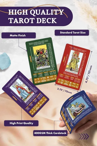 Vista 4 de Wyspell Tarot for Learning - Tarot Cards with Meanings on Them & Guidebook