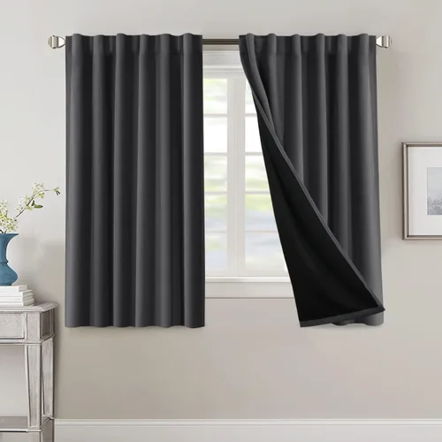 Vista 118 de H.VERSAILTEX Cortinas 100% opacas para dormitorio con forro negro, cortinas de oscurecimiento de habitación completa, con aislamiento térmico