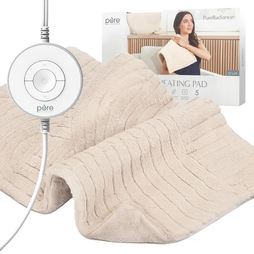 Vista 10 de Pure Enrichment PureRadiance - Almohadilla térmica de lujo ultra ancha, diseño patentado, piel sintética suave, Micromink, 6 ajustes de calor