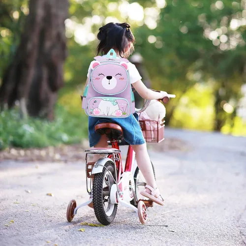 Vista 6 de Reqinqin Mochila para bebé niña y niña, linda mochila de animales 3D con dibujos animados para la escuela de 3 a 9 años para niñas y niños, Little
