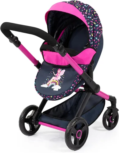 Vista 3 de Bayer Pram Xeo Doll Stroller, 20 Inches Carriage & Jogger Pushchair, Navy