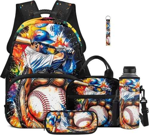 Vista 29 de Bulopur Eagle American Flag Print Kids Backpack Boys Elementary School 17 Inch Bookbag With Lunch Bag Water Bottle Holder Keychain Pencil Case 5