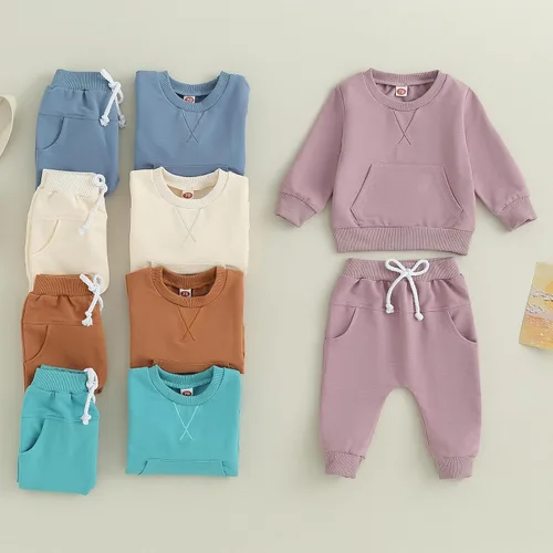 Vista 2 de Mubineo Conjunto de sudadera de manga larga para bebé niño y niña, para otoño e invierno