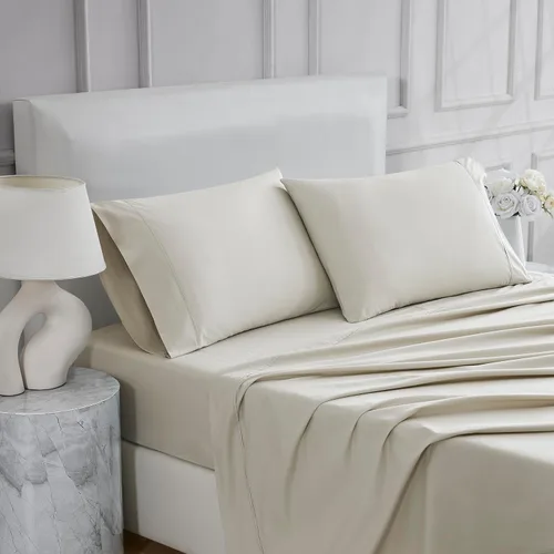 Vista 16 de Linen Closet Juego de sábanas tamaño individual – 100% algodón natural percal, juego de sábanas de cama individual de 3 piezas refrescante