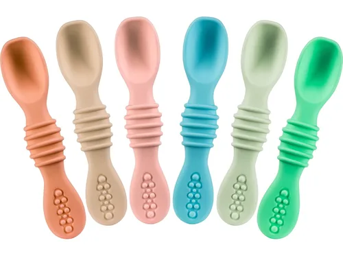 Vista 10 de Sperric Cucharas para bebés de más de 6 meses, autoalimentación, cucharas de dentición sin BPA, color azul