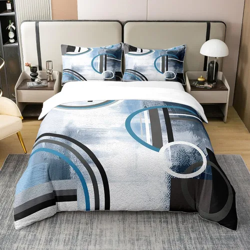 Vista 47 de Erosebridal Juego de ropa de cama de 100 % algodón a cuadros para niños y niñas, funda de edredón a cuadros, funda de edredón moderna geométrica