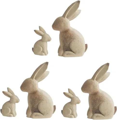 Vista 10 de EXCEART Juego de 2 figuras de conejo de madera, sin terminar, rústico, para manualidades, decoración del hogar, adornos de escritorio