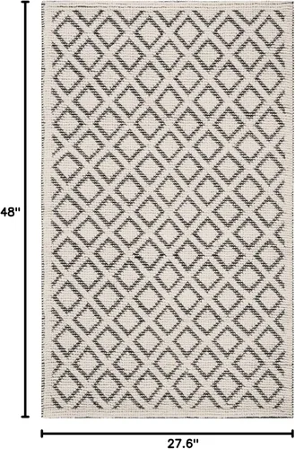 Vista 2 de SAFAVIEH Vermont Collection - Alfombra decorativa de 2 pies 3 pulgadas x 4 pies, marfil y negro, lana hecha a mano, ideal para zonas de alto tráfico