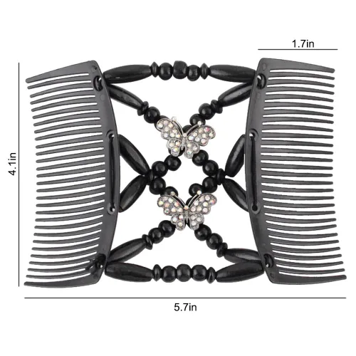 Vista 2 de 4 peines mágicos para el cabello, peines elásticos con cuentas de doble cara, clips para hacer moños, accesorios de peinado para mujeres y niñas