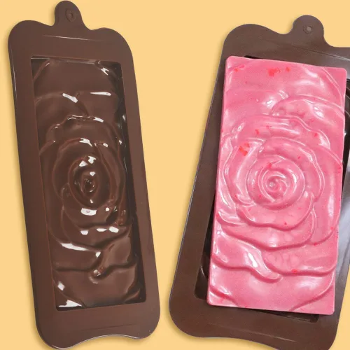 Vista 2 de ionEgg Break Apart - Moldes de silicona para barra de chocolate, marca de flor de rosa, moldes caseros de barras de proteínas y energía, 4 paquetes