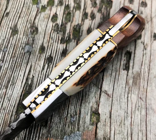 Vista 5 de Cuchillo plegable de bolsillo de acero de Damasco personalizado, regalo personalizado para marido, papá, novio, regalos de padrinos de boda, regalos