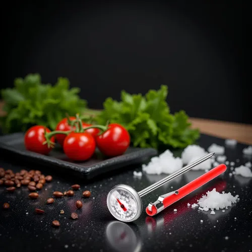 Vista 2 de 1 juego de termómetro de carne plateado para asar a la parrilla, termómetro de alimentos para cocinar, leche, termómetro de cocina, termómetro