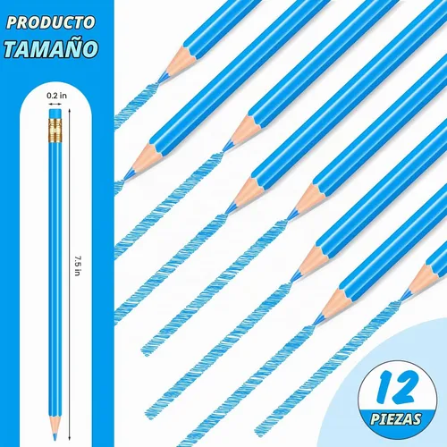 Vista 2 de Chinco 12 lápices azules con borrador HB lápices borrables