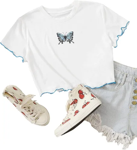 Vista 5 de SweatyRocks Camiseta corta básica de manga corta y cuello redondo para mujer