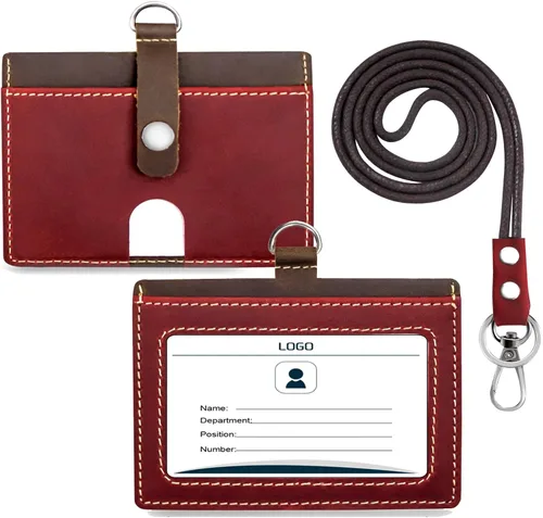 Vista 12 de Boshiho. Funda vertical, de piel, para tarjeta de identificación con cordón resistente., Negro