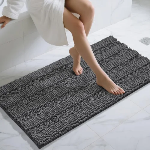 Vista 41 de Yimobra Tapetes de baño lavables, de chenilla súper suave y absorbente, para suelo y alfombra, de secado rápido, antideslizante, para bañera y Beige