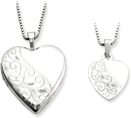Vista 9 de Juego de collar de plata de ley 925 con espirales de 18 pulgadas, medallón para hija, 14 colgantes, joyería fina para mujer, regalos para ella