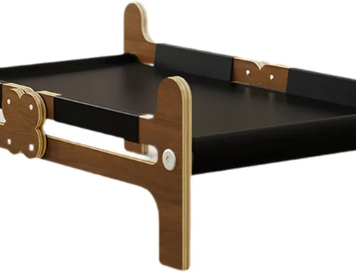 Vista 2 de Hamaca de madera para gatos, cama para dormir, suministros suaves elevados, sofá transpirable, muebles para mascotas, cama para gatos