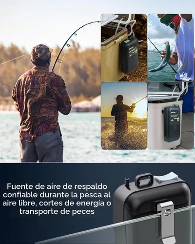 Vista 4 de Pawfly Bomba de aire para acuario, bomba aireadora portátil de 40 GPH